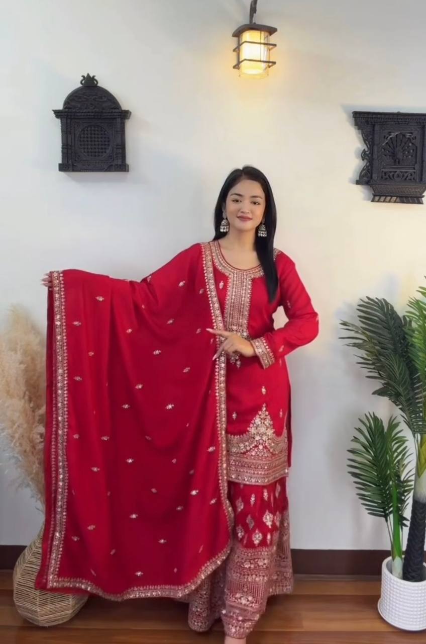 PREMIUM DESIGNER READYMADE TOP PLAZZO & DUPATTA COLLECTIONS