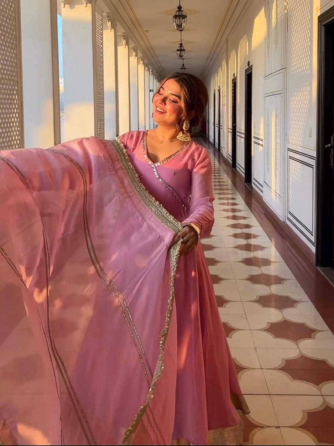 New Designer Pink Anarkali Suit – Elegant & Royal Look