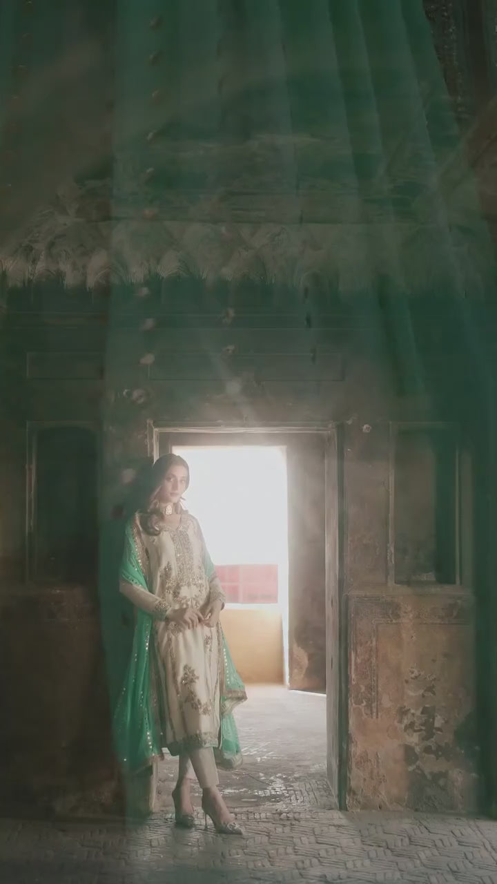 Designer Party Wear – Pure  Gmy Silk Top, Plazzo & Dupatta Set